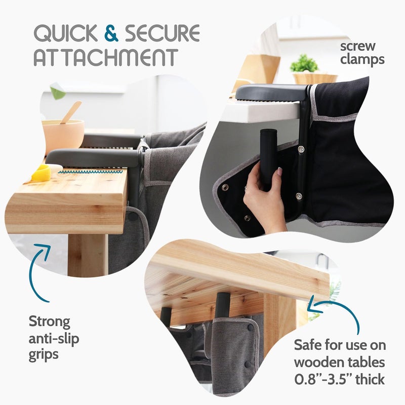 Tinybow Elegant Faux Leather Hook On High Chair for Table - Clip On High Chair to Table, Portable High Chair for Travel, High Chairs for Babies - Table High Chair, Clip On High Chair That Attaches to Table - Image 3